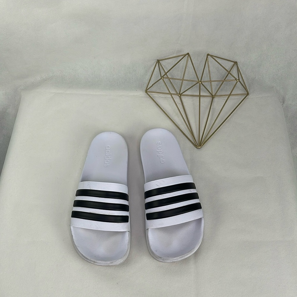 Adidas White & Black Men's Slide Sandals
